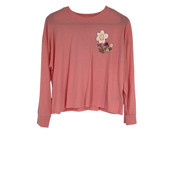 Adidas Girl's Large Pink Keep Going Growing Graphic T Shirt Long Sleeve N3-37 - Picture 1 of 7